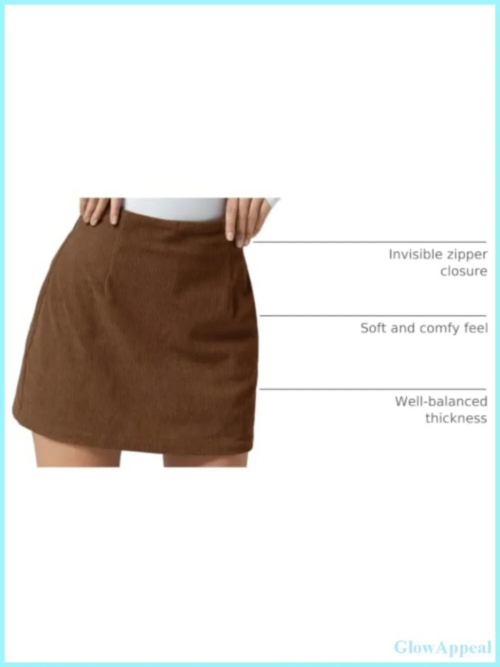 Womens Corduroy Mini Skirt High Waisted A-line Vintage Business Casual